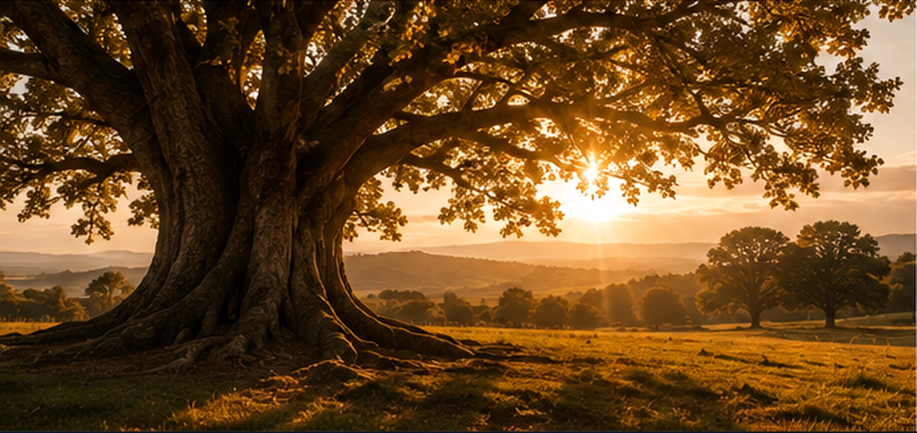 A mature tree at golden hour representing heritage and continuity